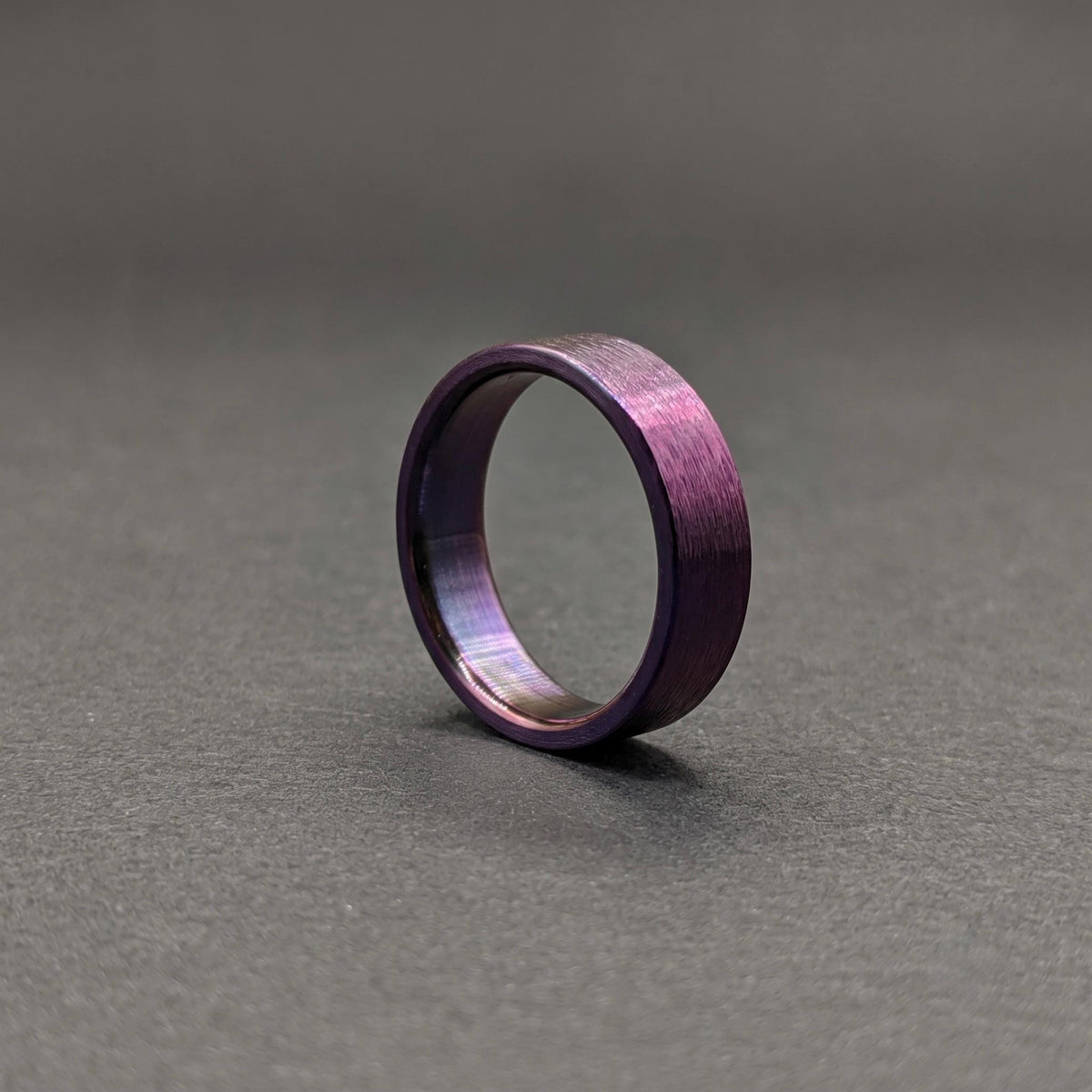 Purple Anodized Titanium Wedding Band — Rough Brushed Finish, view 2