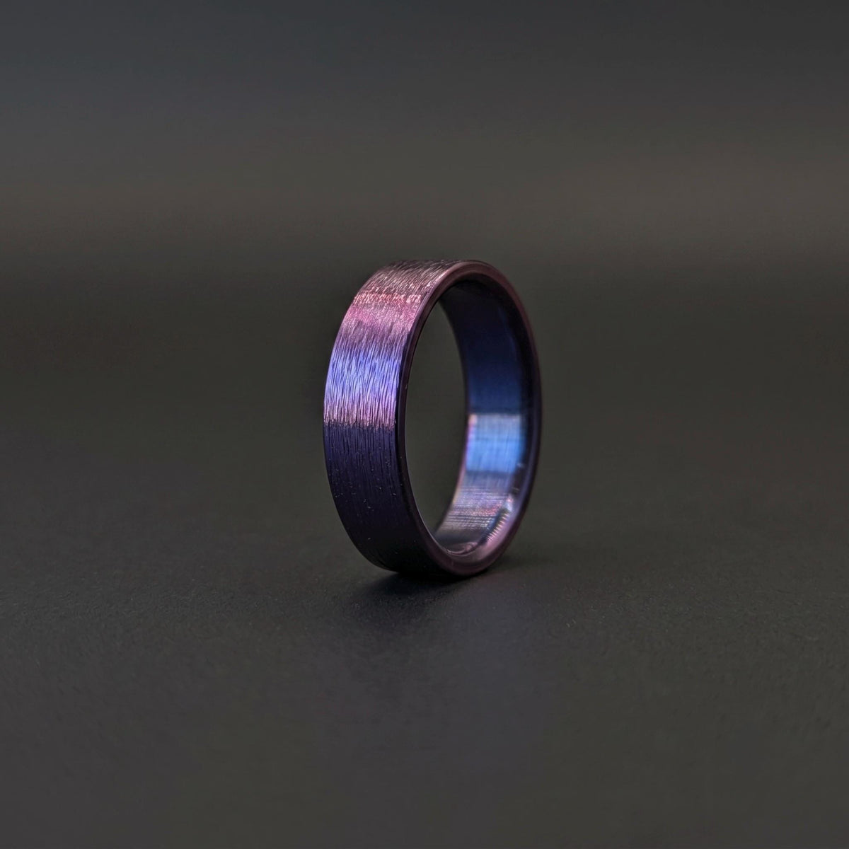 Purple Anodized Titanium Wedding Band — Rough Brushed Finish