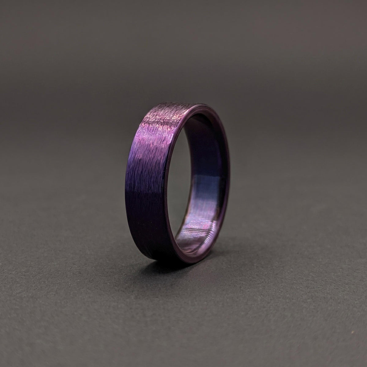Purple Anodized Titanium Wedding Band — Rough Brushed Finish, view 4