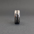 Hammered Titanium Wedding Band — Black Wood Lining, view 6