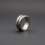 Hammered Titanium Wedding Band — Black Wood Lining, view 2