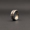 Hammered Titanium Wedding Band — Red and Black Wood Lining