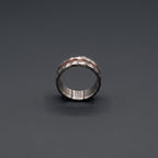 Hammered Titanium Wedding Band — Red and Black Wood Lining, view 6