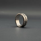 Hammered Titanium Wedding Band — Black Wood Lining, view 7