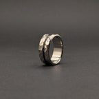 Hammered Titanium Wedding Band — Black Wood Lining, view 5