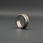 Hammered Titanium Wedding Band — Black Wood Lining, view 3
