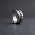 Hammered Titanium Wedding Band — Black Wood Lining