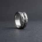 Hammered Titanium Wedding Band — Black Wood Lining