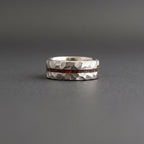 Hammered Titanium Wedding Band — Red and Black Wood Lining, view 5