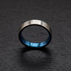 Brushed Titanium Wedding Band — Blue Anodized Interior, view 2