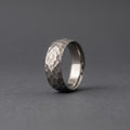 Hammered Titanium Wedding Band, Domed — Distressed Rustic Finish